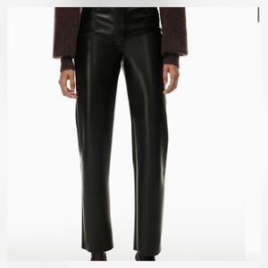 Wilfred Black Leather Straight Leg Pants